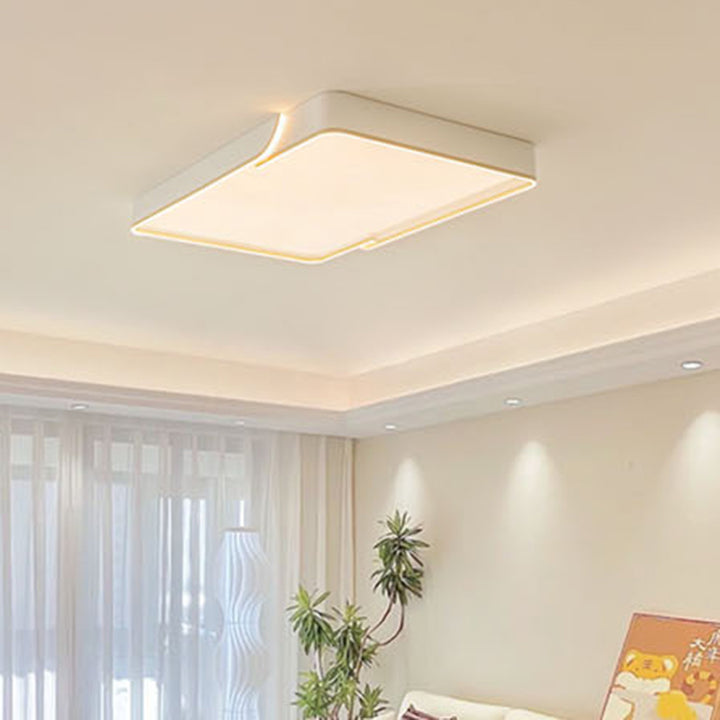 Contemporary Nordic Iron Aluminum &amp; PC Geometric LED Flush Mount Ceiling Light For Bedroom &amp; Living Room