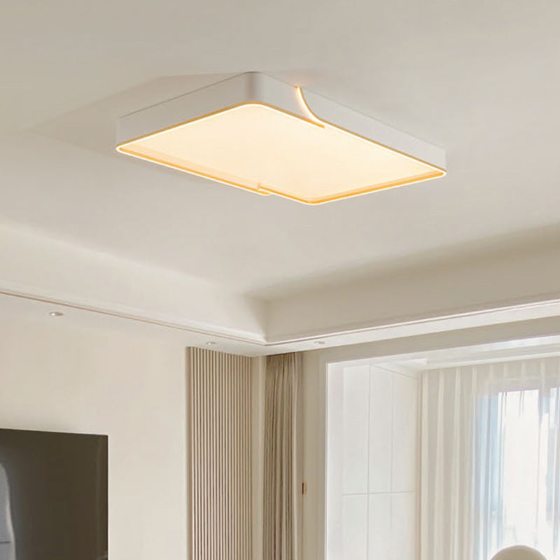 Contemporary Nordic Iron Aluminum &amp; PC Geometric LED Flush Mount Ceiling Light For Bedroom &amp; Living Room