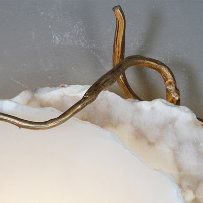 Modern Luxury Brass & Marble Irregular Round LED Wall Sconce Lamp For Bedroom & Living Room