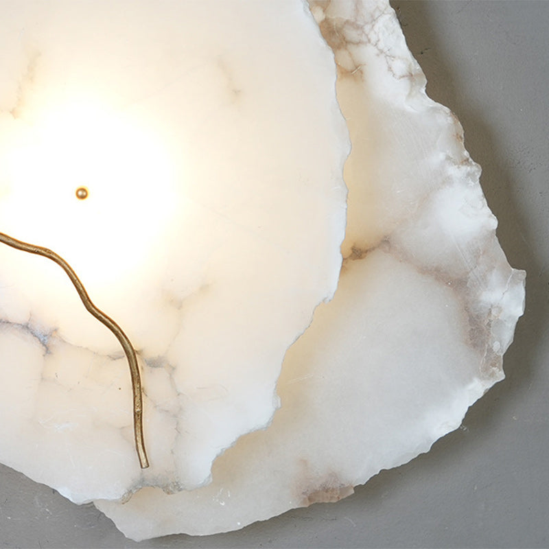 Modern Luxury Brass & Marble Irregular Round LED Wall Sconce Lamp For Bedroom & Living Room