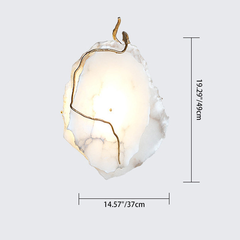 Modern Luxury Brass & Marble Irregular Round LED Wall Sconce Lamp For Bedroom & Living Room