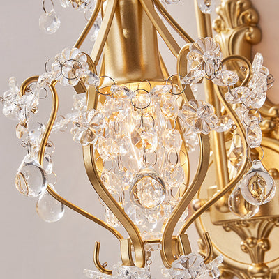 Traditional French Crystal & Iron Oval 1-Light Wall Sconce Lamp For Bedroom & Living Room