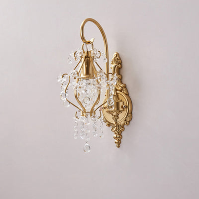 Traditional French Crystal & Iron Oval 1-Light Wall Sconce Lamp For Bedroom & Living Room