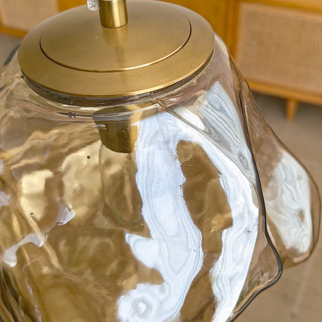 Traditionelles japanisches Glas &amp; Eisen Lava Eis Form Unregelmäßiger Runder 1-Licht Pendelleuchte für Schlafzimmer, Wohnzimmer &amp; Esszimmer 