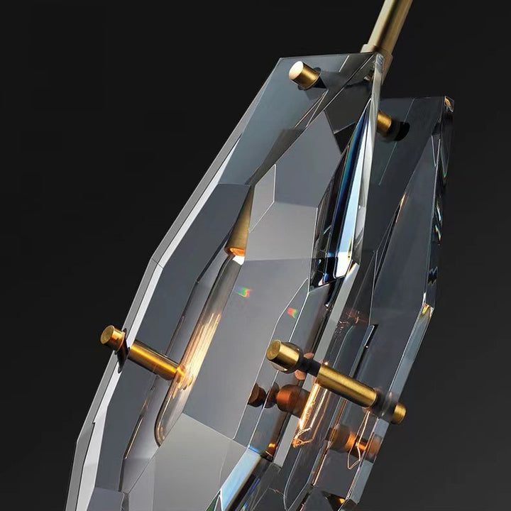 Modern Luxury Crystal &amp; Brass Geometric 1-Light Pendant Light For Bedroom, Living Room &amp; Dining Room