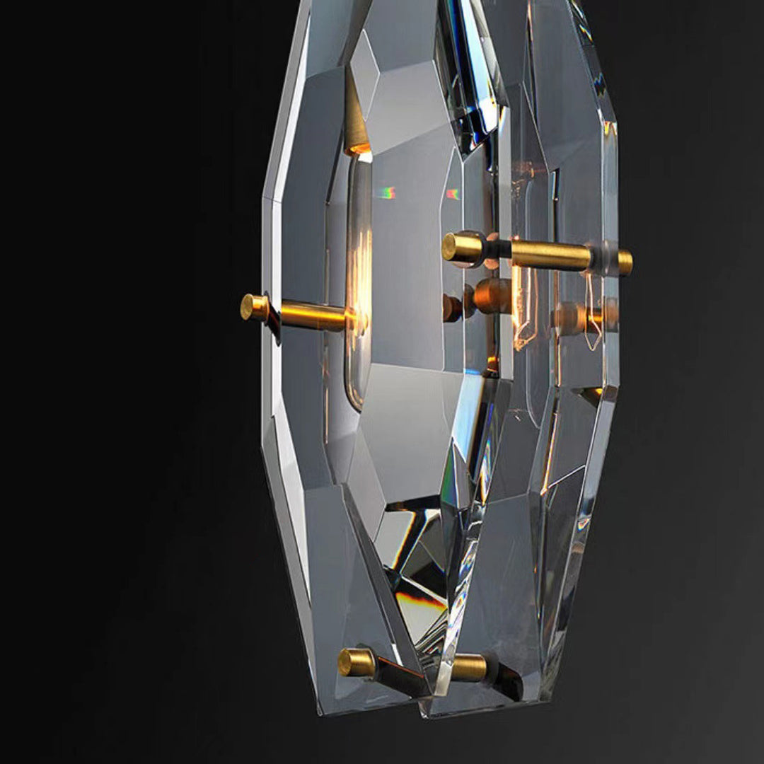 Modern Luxury Crystal &amp; Brass Geometric 1-Light Pendant Light For Bedroom, Living Room &amp; Dining Room