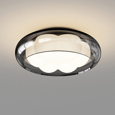 Lumière de plafond encastrée à LED ronde contemporaine en matériau rotomoulé nordique, verre et fer pour chambre et salon 
