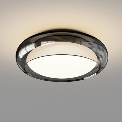 Lumière de plafond encastrée à LED ronde contemporaine en matériau rotomoulé nordique, verre et fer pour chambre et salon 