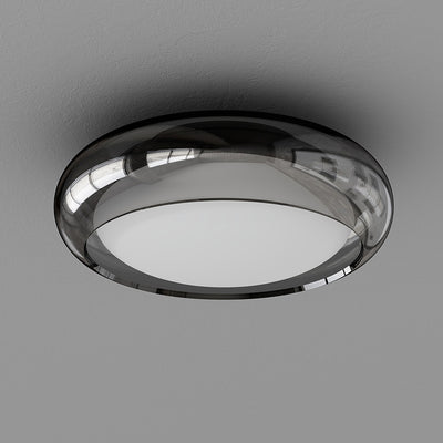 Lumière de plafond encastrée à LED ronde contemporaine en matériau rotomoulé nordique, verre et fer pour chambre et salon 