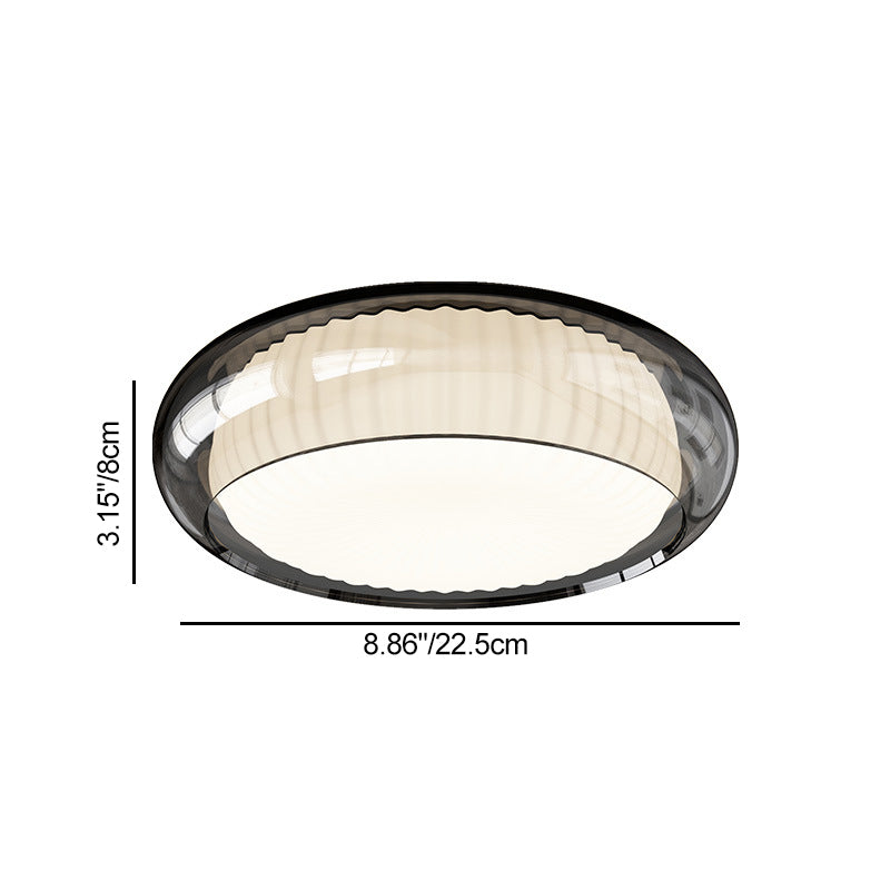Contemporary Nordic Rotomolded Material, Glass &amp; Iron Round LED Flush Mount Ceiling Light For Bedroom &amp; Living Room