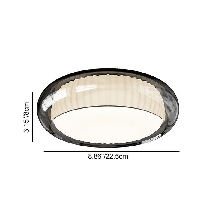 Contemporary Nordic Rotomolded Material, Glass &amp; Iron Round LED Flush Mount Ceiling Light For Bedroom &amp; Living Room