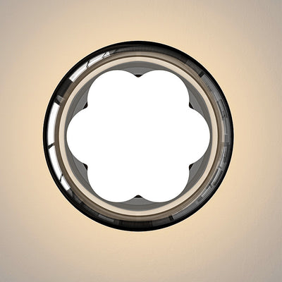 Lumière de plafond encastrée à LED ronde contemporaine en matériau rotomoulé nordique, verre et fer pour chambre et salon 