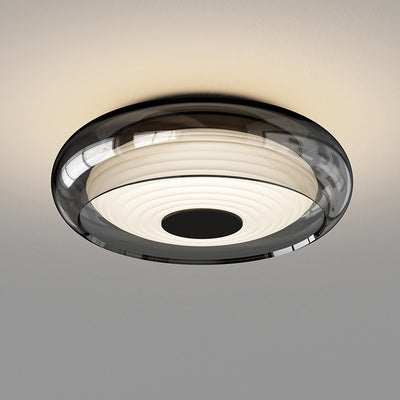 Lumière de plafond encastrée à LED ronde contemporaine en matériau rotomoulé nordique, verre et fer pour chambre et salon 