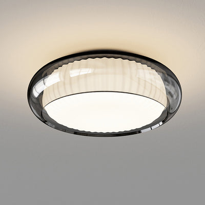 Lumière de plafond encastrée à LED ronde contemporaine en matériau rotomoulé nordique, verre et fer pour chambre et salon 
