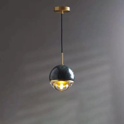 Contemporary Nordic Iron & Glass Globe 1-Light Pendant Light With Adjustable Cord For Bedroom, Living Room & Dining Room