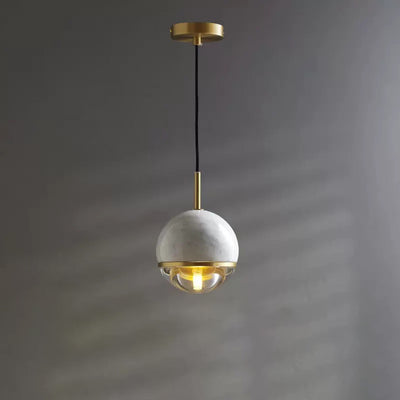 Contemporary Nordic Iron & Glass Globe 1-Light Pendant Light With Adjustable Cord For Bedroom, Living Room & Dining Room