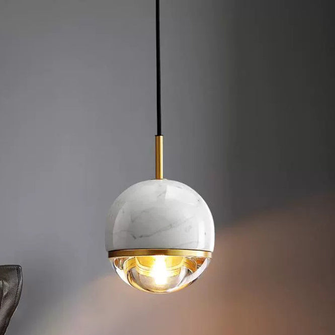 Globe contemporain en fer et verre nordique 1 lumière suspension avec cordon réglable pour chambre, salon et salle à manger 