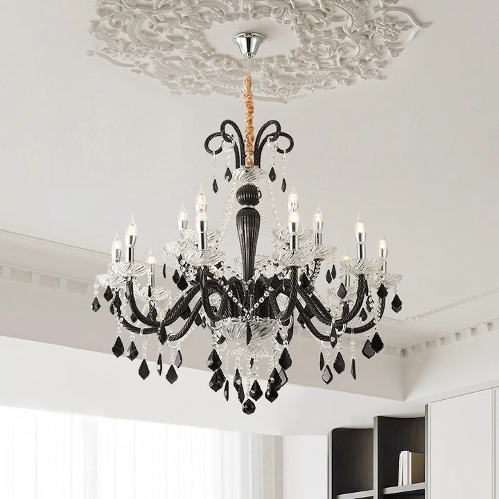 Traditional French Iron & Glass Branch-Style 6/8/10/15-Light Chandelier For Bedroom & Living Room
