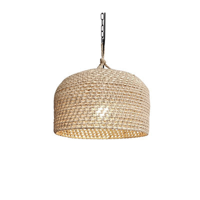 Traditionelle japanische Rattan-Runde 1-Licht Pendelleuchte für Schlafzimmer, Wohnzimmer & Esszimmer 