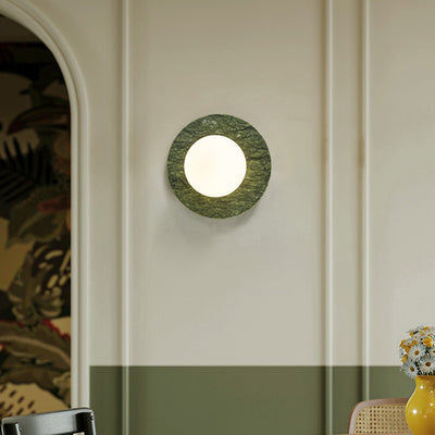 Applique murale contemporaine nordique en fer, marbre et verre rond à 1 lumière pour chambre et salon 