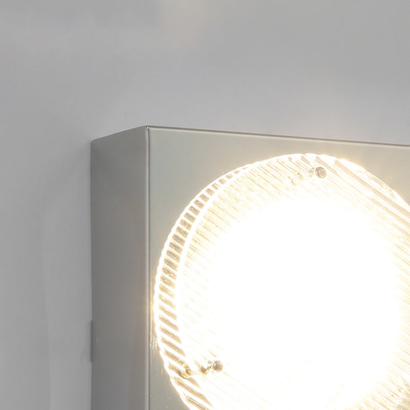 Modern Mid-Century Iron &amp; Wood Square LED Wall Sconce Lamp For Bedroom &amp; Living Room