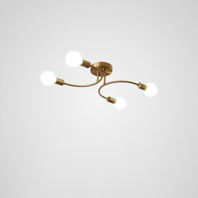 Plafonnier semi-encastré contemporain nordique en métal courbé 4/6/8 lumières pour chambre et salon 