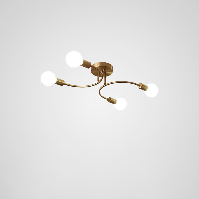 Plafonnier semi-encastré contemporain nordique en métal courbé 4/6/8 lumières pour chambre et salon 