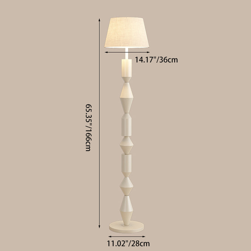 Lampe de sol traditionnelle française en fer et tissu géométrique ronde à 1 lumière pour chambre et salon 