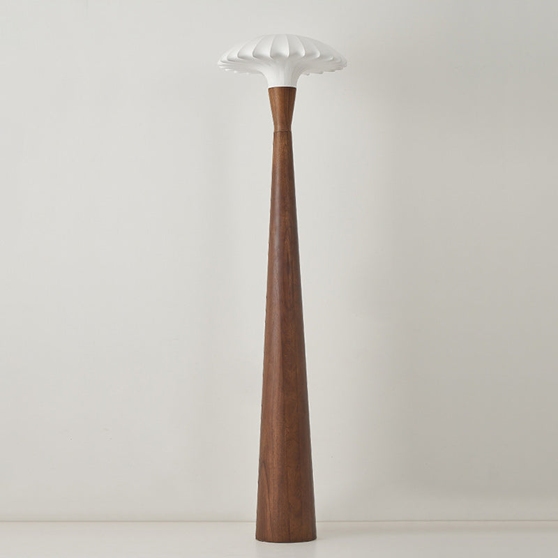 Traditional French Wood & Silk Dome Shade 1-Light Standing Floor Lamp For Bedroom & Living Room