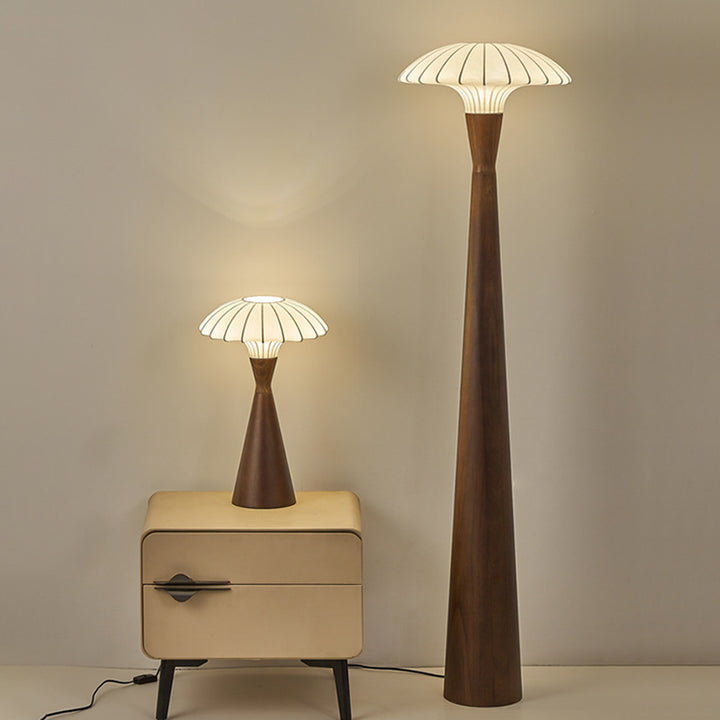 Traditionelle französische Holz- &amp; Seidendome-Schirm 1-Licht Stehende Stehlampe für Schlafzimmer &amp; Wohnzimmer 
