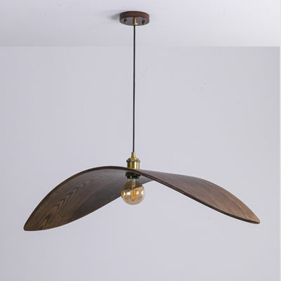 Lámpara colgante de 1 luz en forma de hoja de madera japonesa tradicional para comedor, dormitorio y sala de estar 