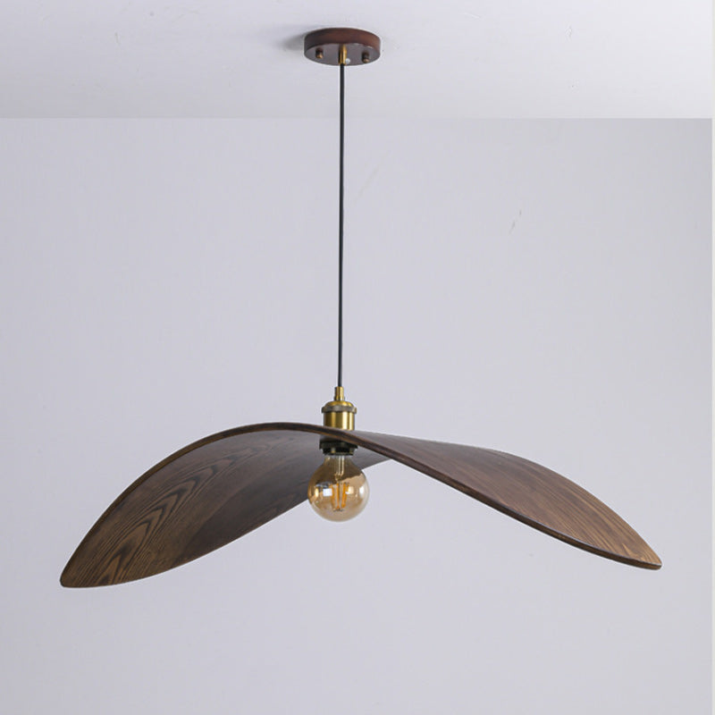 Lámpara colgante de 1 luz en forma de hoja de madera japonesa tradicional para comedor, dormitorio y sala de estar 