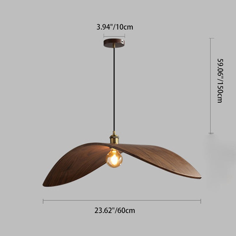 Lámpara colgante de 1 luz en forma de hoja de madera japonesa tradicional para comedor, dormitorio y sala de estar 