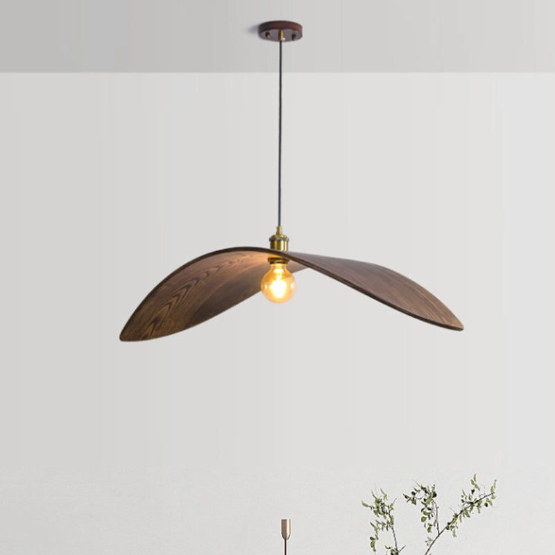 Lámpara colgante de 1 luz en forma de hoja de madera japonesa tradicional para comedor, dormitorio y sala de estar 