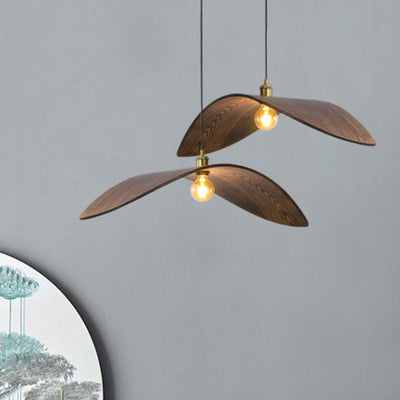 Lámpara colgante de 1 luz en forma de hoja de madera japonesa tradicional para comedor, dormitorio y sala de estar 