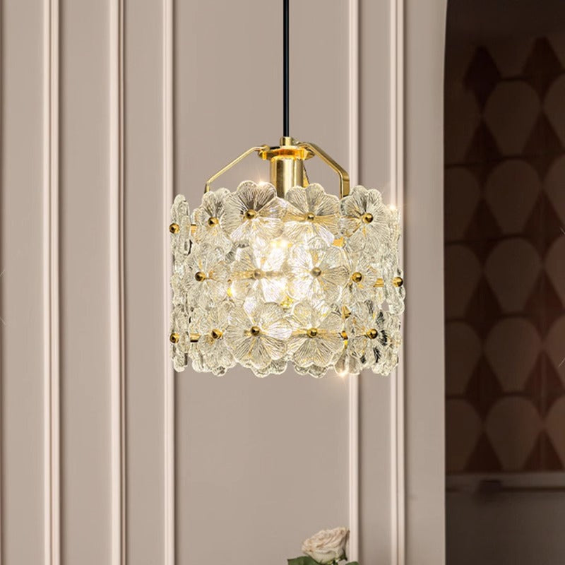 Suspension lumineuse à pétale en bois traditionnel français 1 lumière pour salle à manger, chambre et salon 
