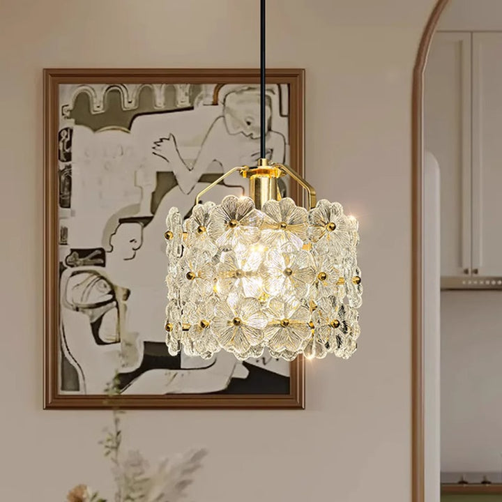 Traditional French Wood Petal 1-Light Pendant Light For Dining Room, Bedroom &amp; Living Room