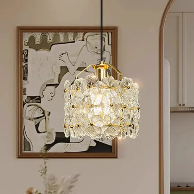 Suspension lumineuse à pétale en bois traditionnel français 1 lumière pour salle à manger, chambre et salon 