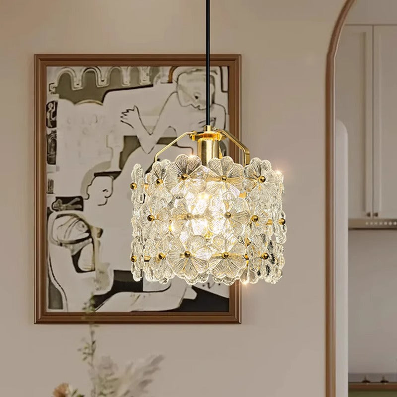 Suspension lumineuse à pétale en bois traditionnel français 1 lumière pour salle à manger, chambre et salon 