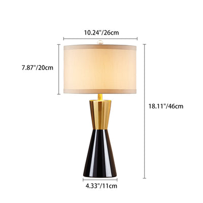 Lampe de table contemporaine nordique en céramique et tissu rond à 1 lumière pour chambre et salon 