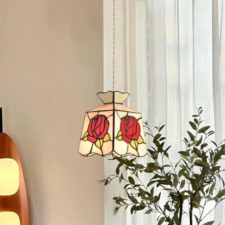 Traditional Vintage Iron & Glass Conical 1-Light Pendant Light For Bedroom, Living Room, And Dining Room