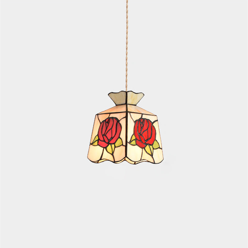 Lustre suspendu conique traditionnel vintage en fer et verre à 1 lumière pour chambre, salon et salle à manger 
