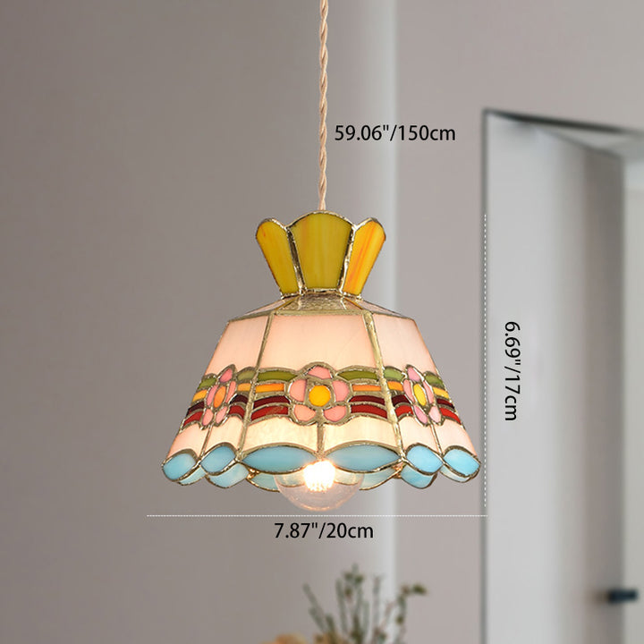 Lustre suspendu conique traditionnel vintage en fer et verre à 1 lumière pour chambre, salon et salle à manger 