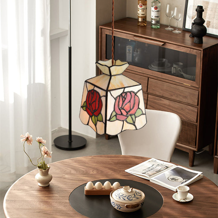 Traditional Vintage Iron & Glass Conical 1-Light Pendant Light For Bedroom, Living Room, And Dining Room