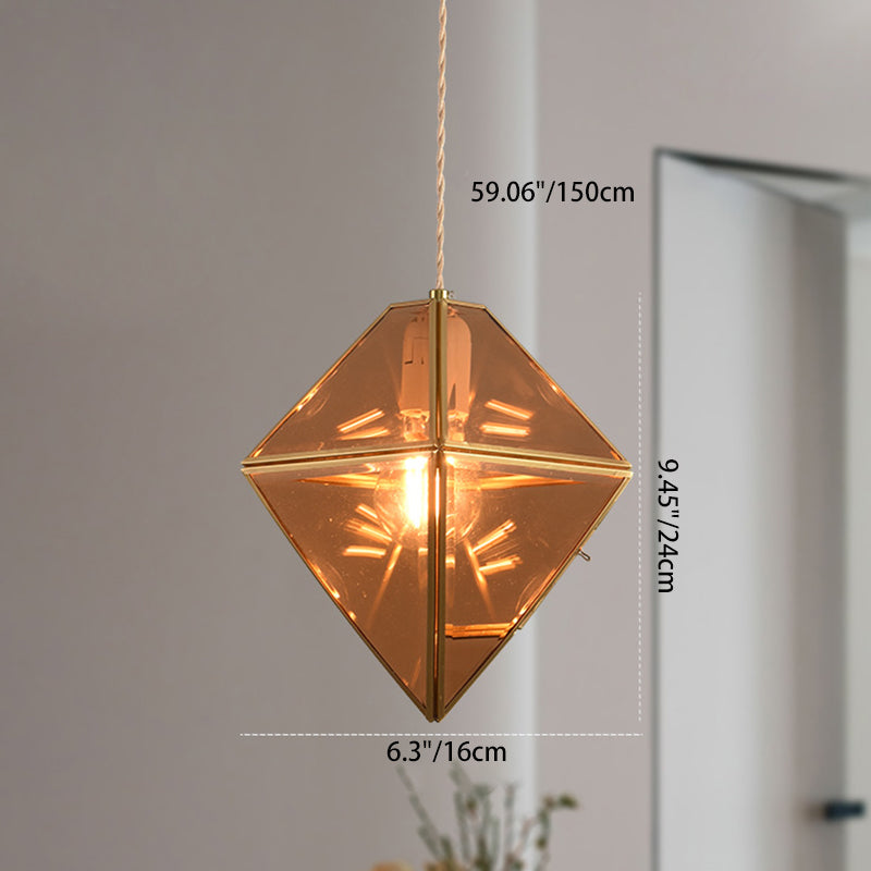 Lustre suspendu conique traditionnel vintage en fer et verre à 1 lumière pour chambre, salon et salle à manger 
