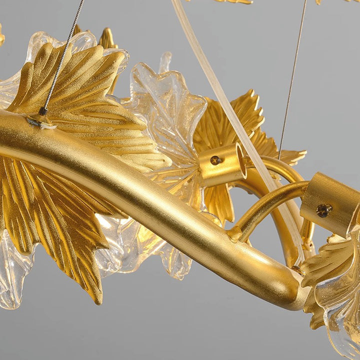 Contemporary Creative Aluminum &amp; Glass Maple Leaf 6/9/14/20-Light Chandelier For Dining Room, Bedroom And Living Room
