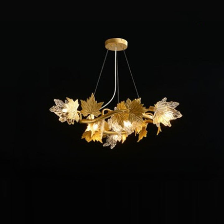 Contemporary Creative Aluminum &amp; Glass Maple Leaf 6/9/14/20-Light Chandelier For Dining Room, Bedroom And Living Room