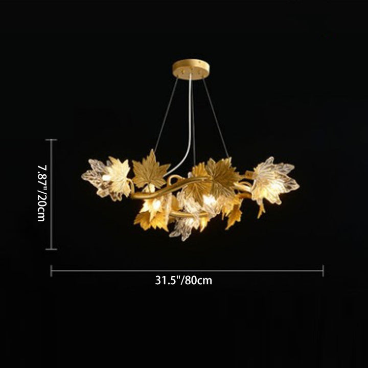 Contemporary Creative Aluminum &amp; Glass Maple Leaf 6/9/14/20-Light Chandelier For Dining Room, Bedroom And Living Room