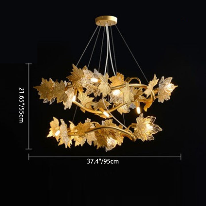Contemporary Creative Aluminum &amp; Glass Maple Leaf 6/9/14/20-Light Chandelier For Dining Room, Bedroom And Living Room