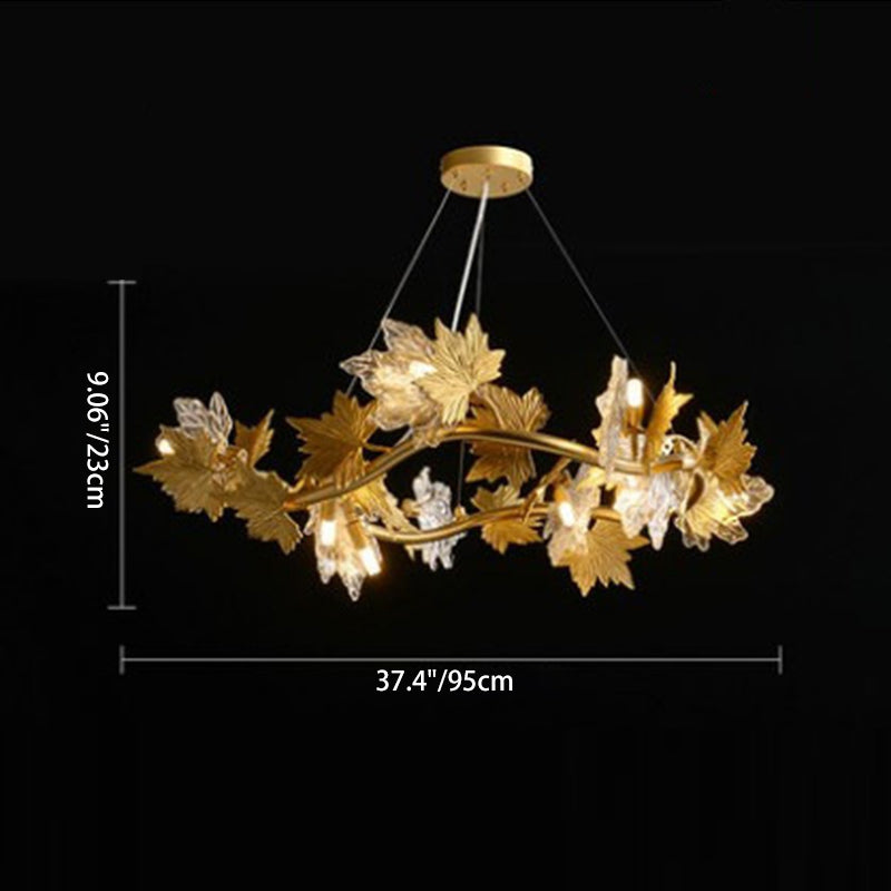 Contemporary Creative Aluminum &amp; Glass Maple Leaf 6/9/14/20-Light Chandelier For Dining Room, Bedroom And Living Room